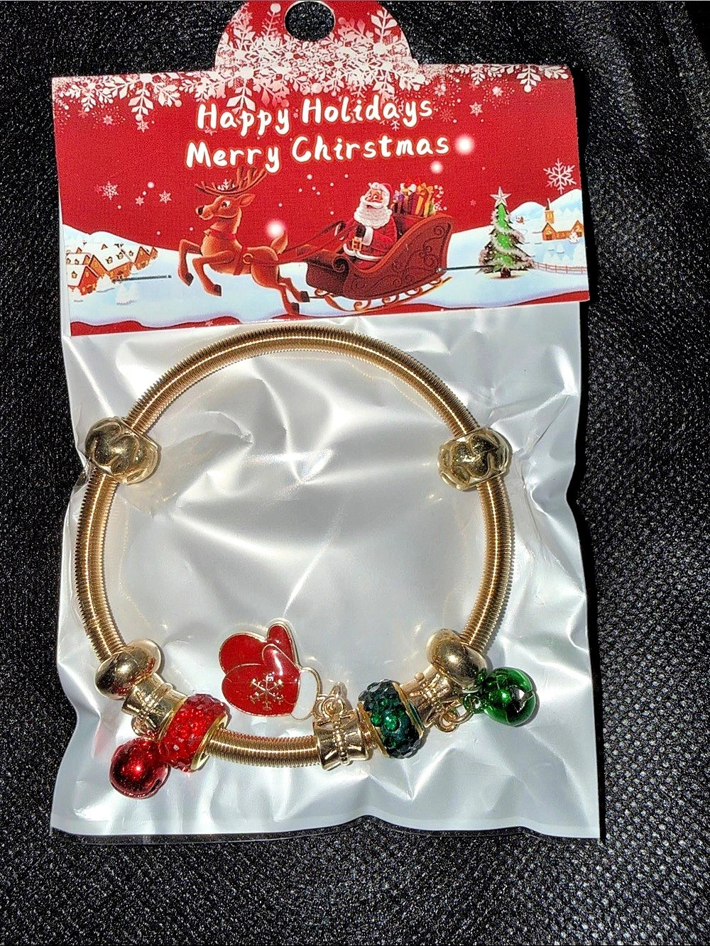 Christmas Charm Bracelet Gold & Red